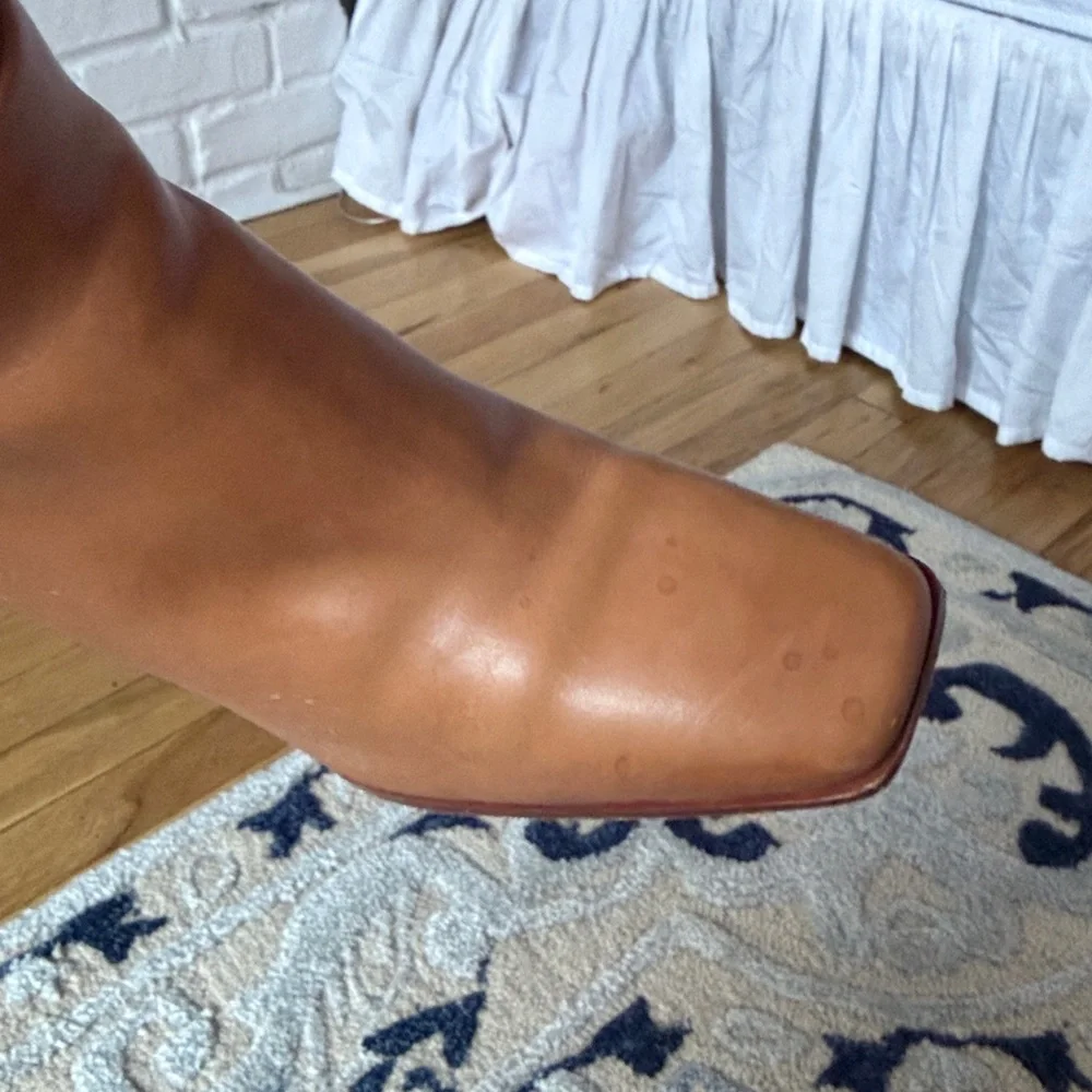 PAIGE Keely Tan Leather‎ Knee-High Block Heel Boots - Picture 9 of 9